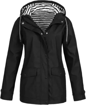 2025 Womens Raincoat Fall Fashion Fit Waterproof Rain Jacket Winter Zip up Windbreaker with Hood