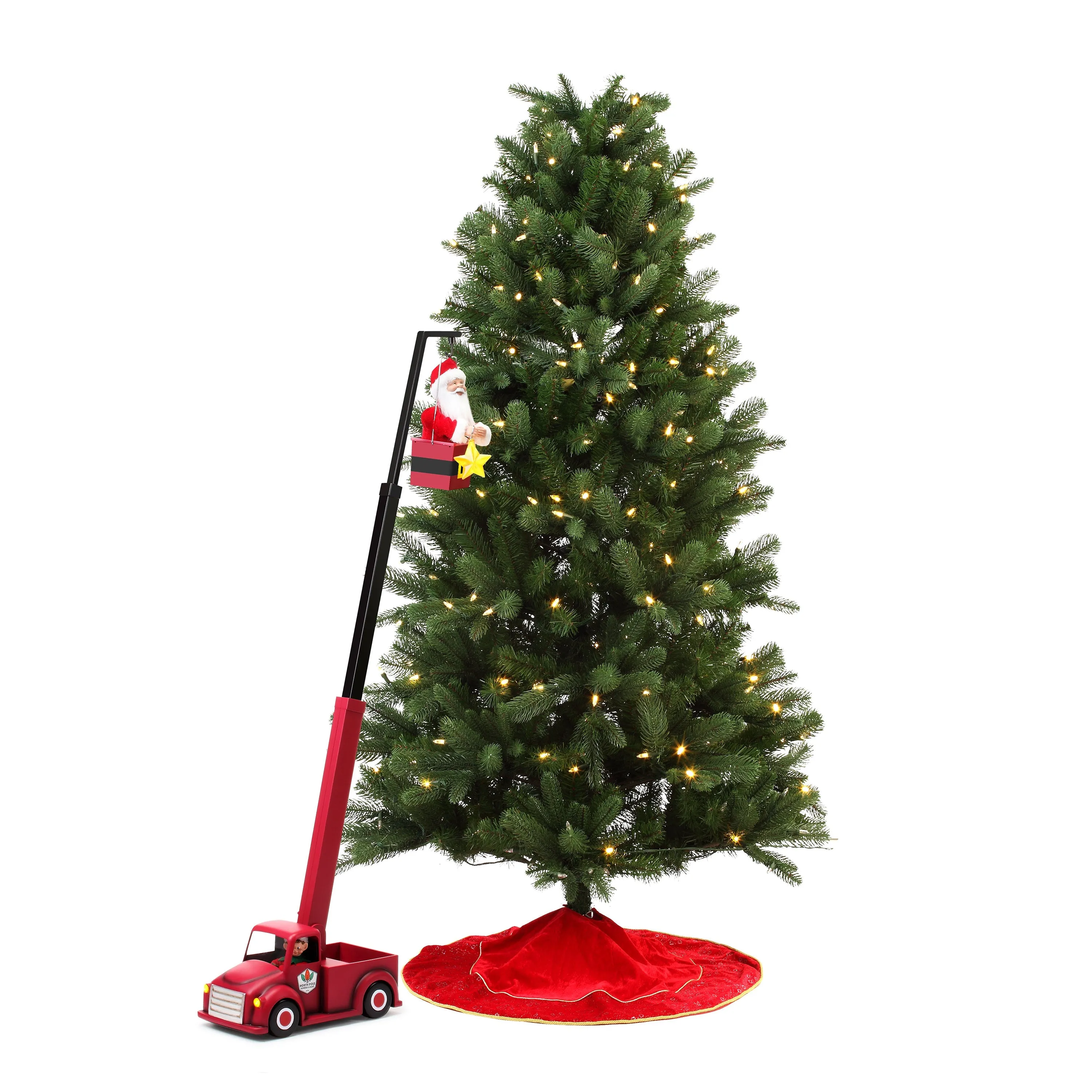 43 in. Animated North Pole Lighting Crew - White Santa