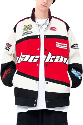 Aelfric Eden Blackair Men's Varsity Jackets Womens Bomber Jackets Vintage Motorcycle Racer Jacket