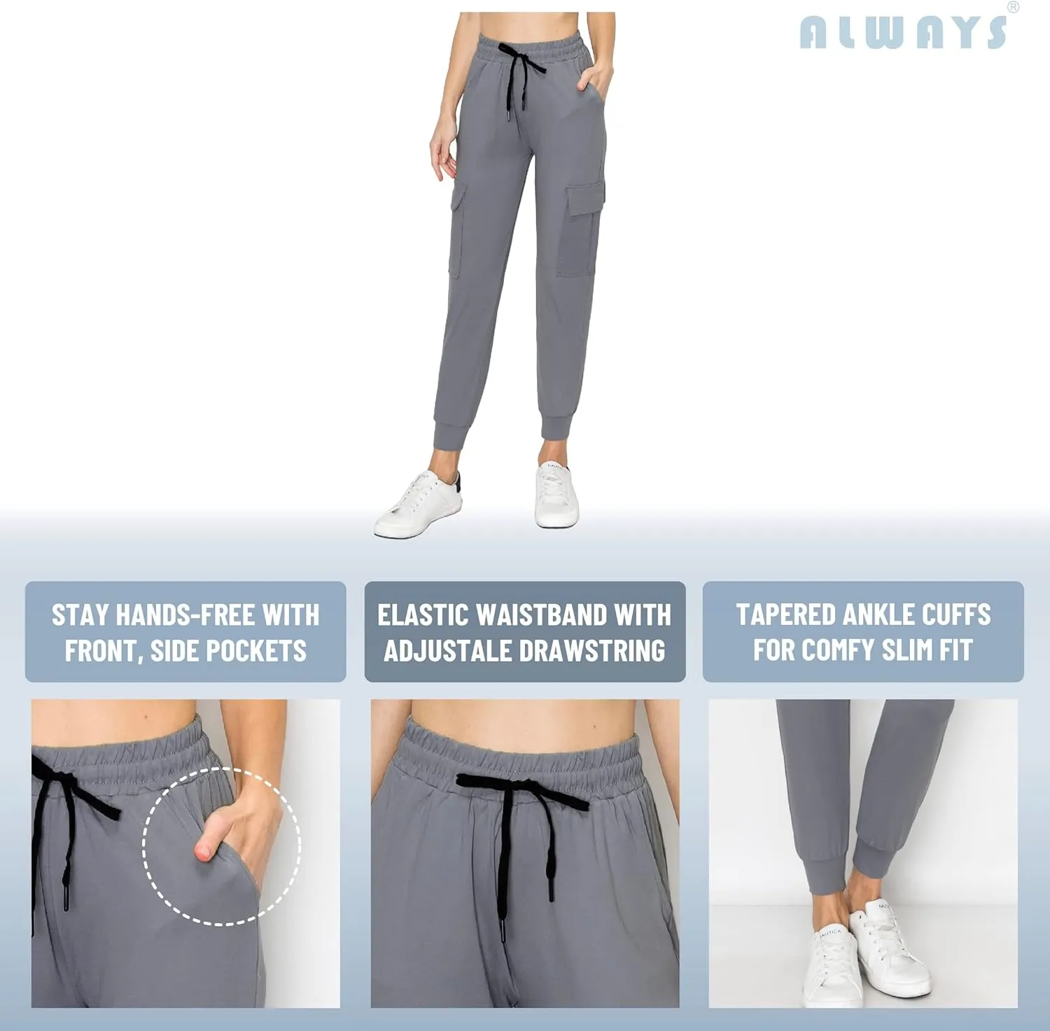 ALWAYS Cargo Jogger Pants for Women - Super Soft Casual Lounge Sweatpants