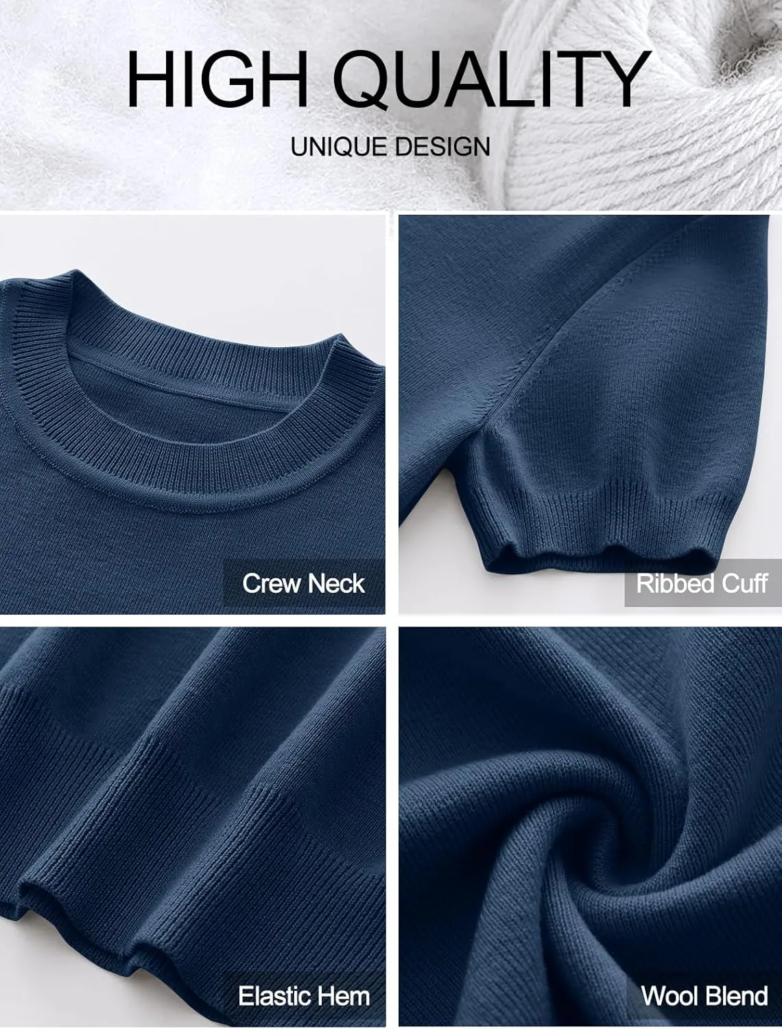 ANRABESS Womens Short Sleeve Sweaters Wool Blend Crew Neck Sweater Shirts Business Casual Work Tops 2025 Summer Outfits