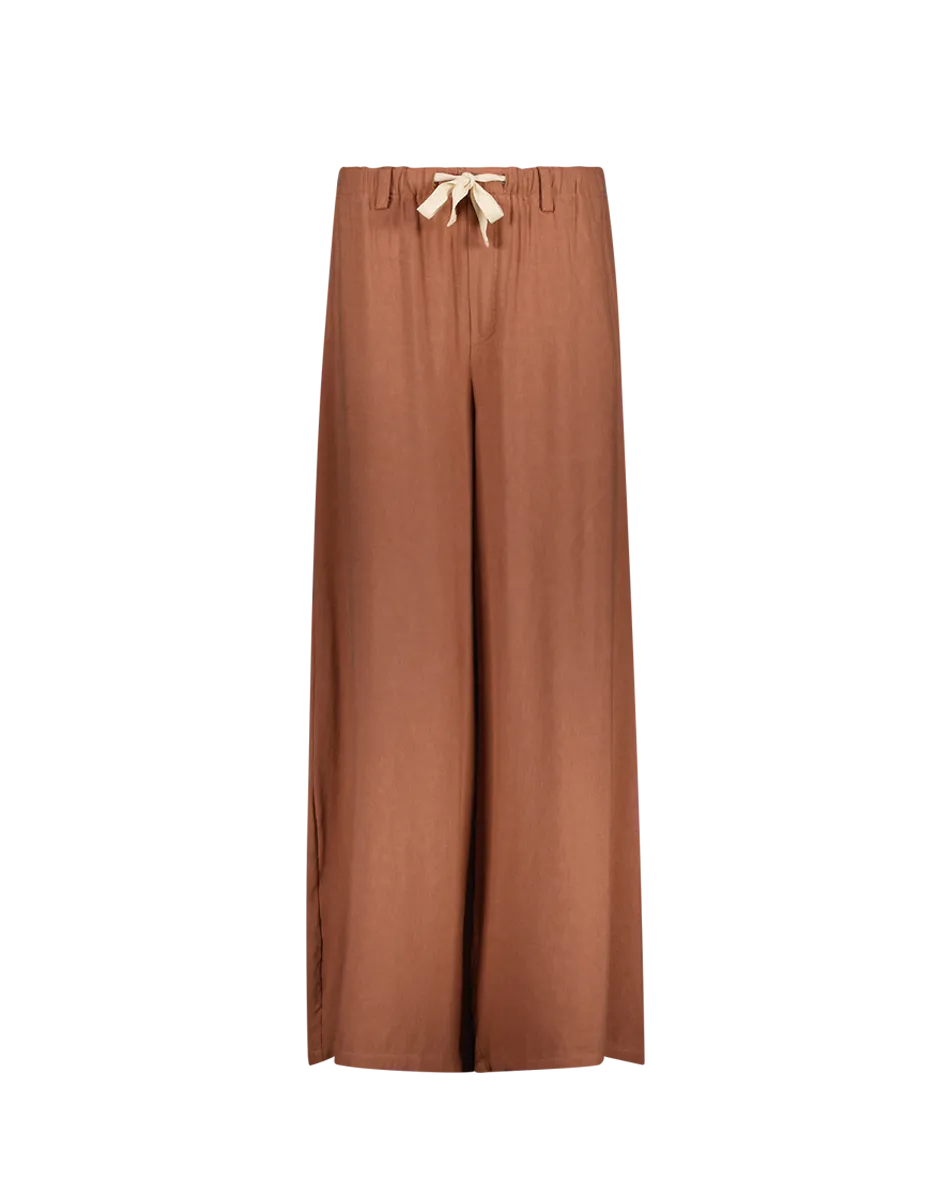 Ariel Earth Wide Leg Linen Pants
