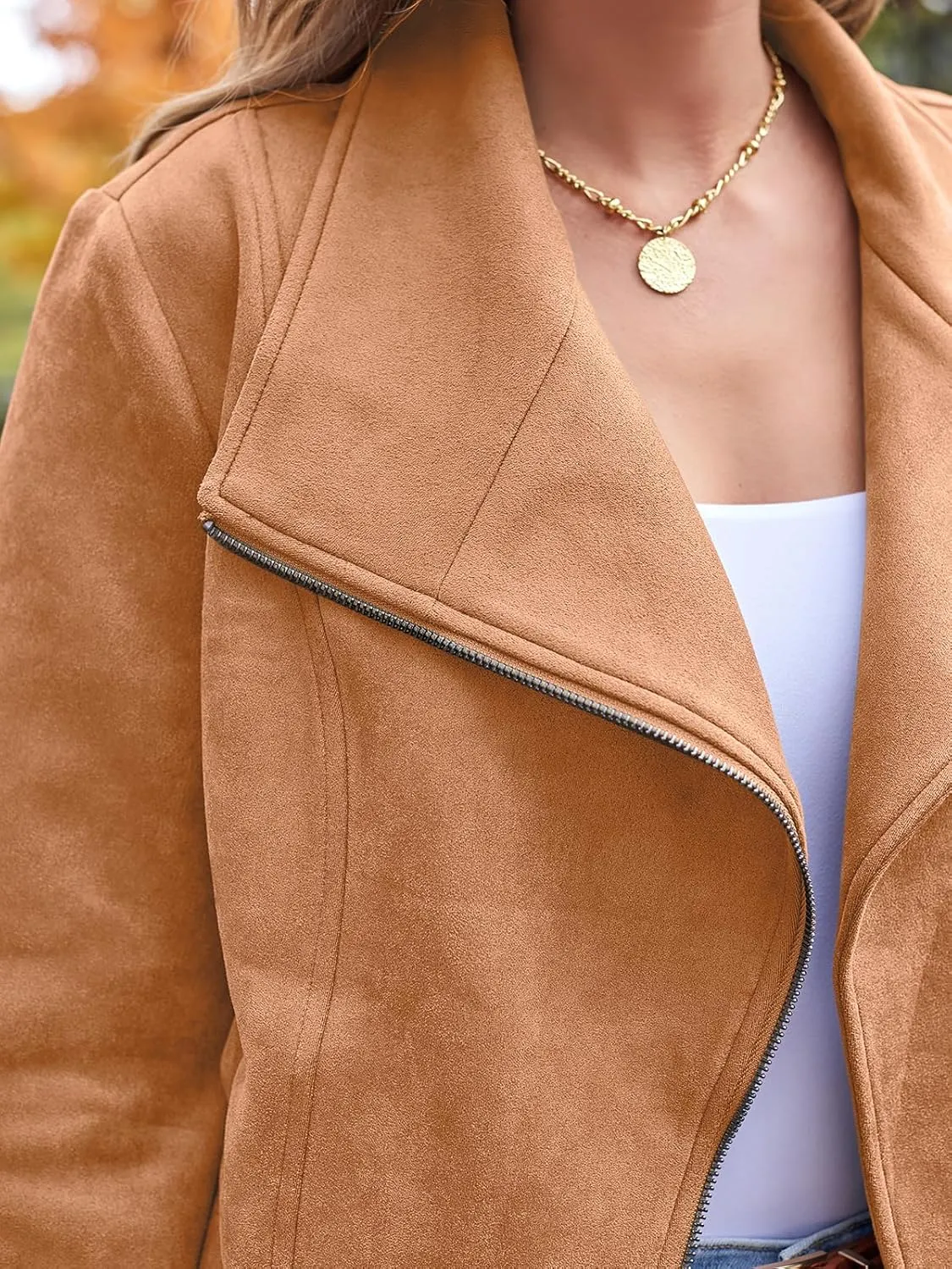 AUTOMET Womens Faux Leather Jackets Suede Fall Fashion 2025 Outfits Winter Clothes Open Front Cropped Coat Outwear