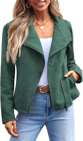 AUTOMET Womens Faux Leather Jackets Suede Fall Fashion 2025 Outfits Winter Clothes Open Front Cropped Coat Outwear