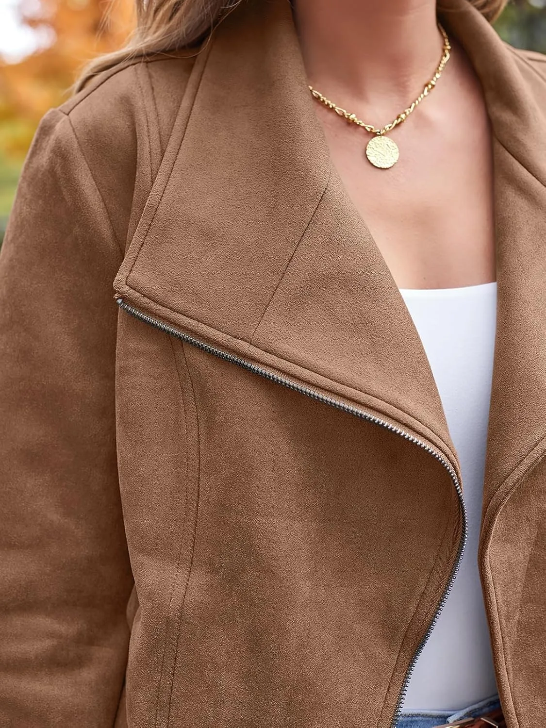 AUTOMET Womens Faux Leather Jackets Suede Fall Fashion 2025 Outfits Winter Clothes Open Front Cropped Coat Outwear