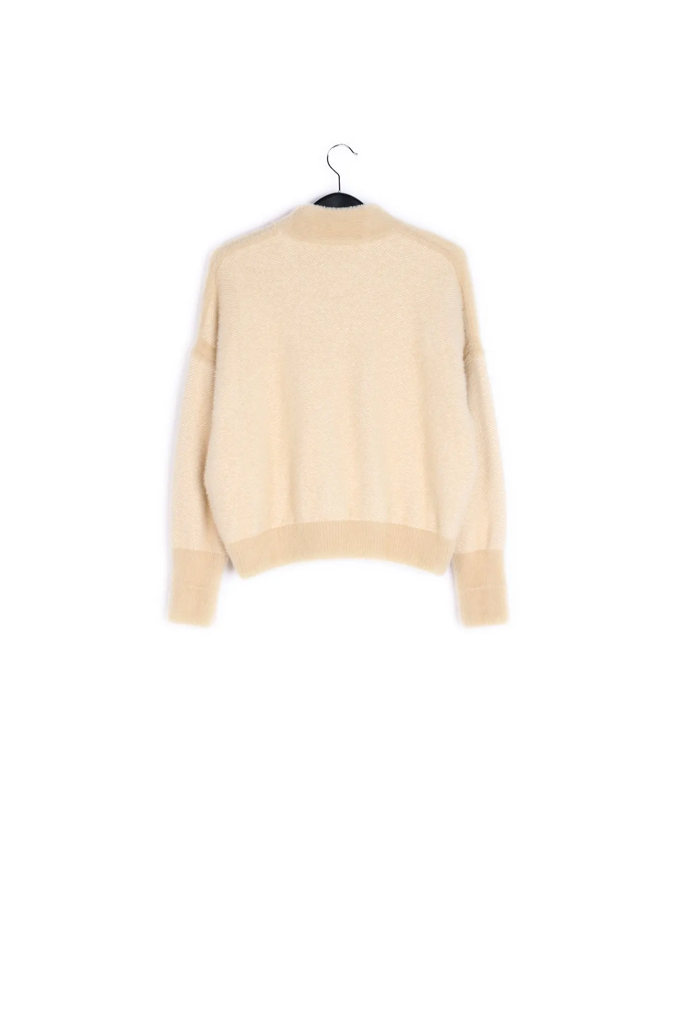 Beige knitted cardigan with zipper