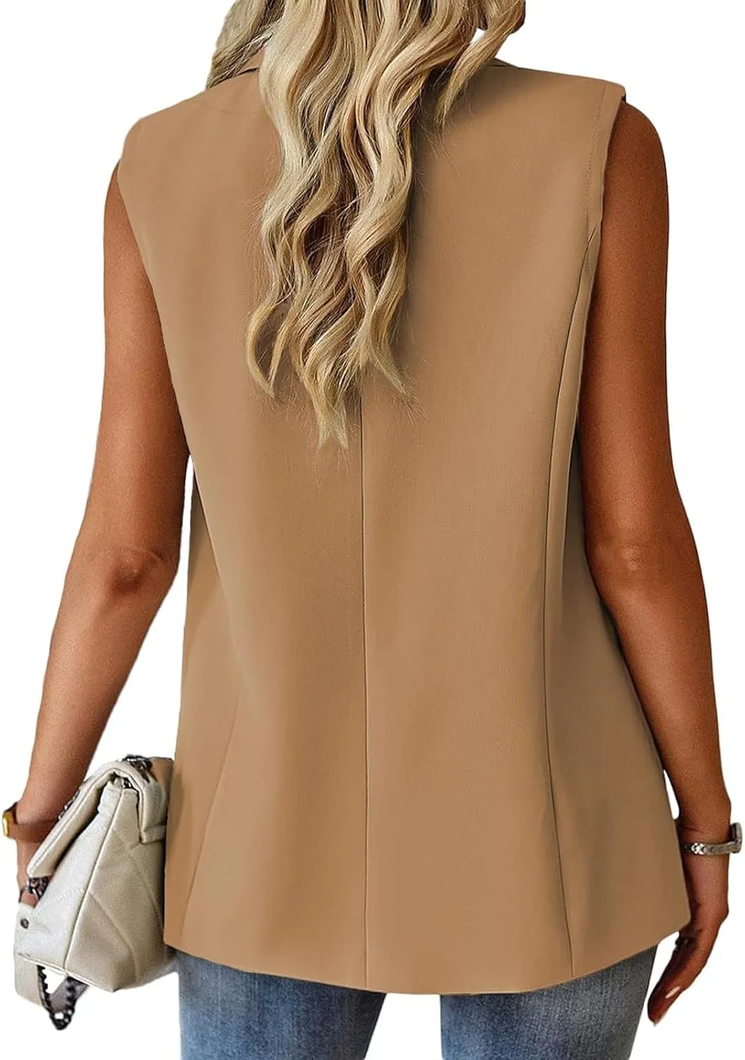 Blazers for Women Business Casual Summer Sleeveless Vest Tops Work Office Blazer Jacket Lightweight Fashion Pockets
