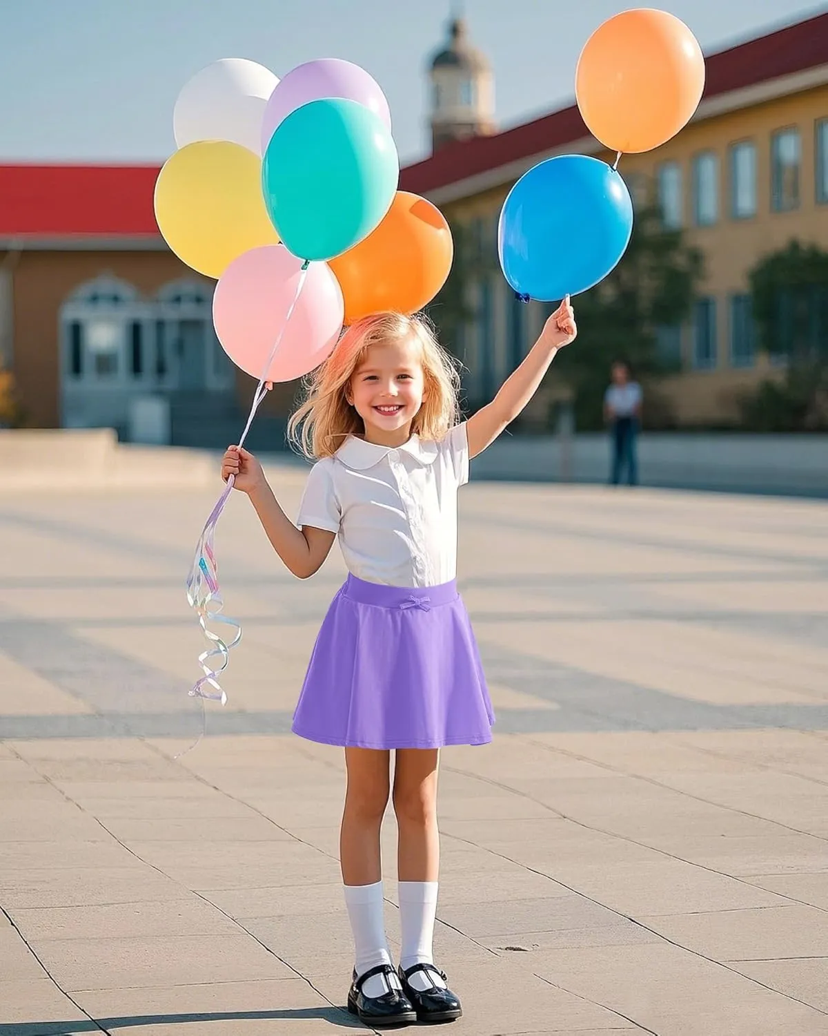 BOOPH Girls Skirts Kids Casual Mini Skorts Toddler Athletic Uniform Skirts with Pockets