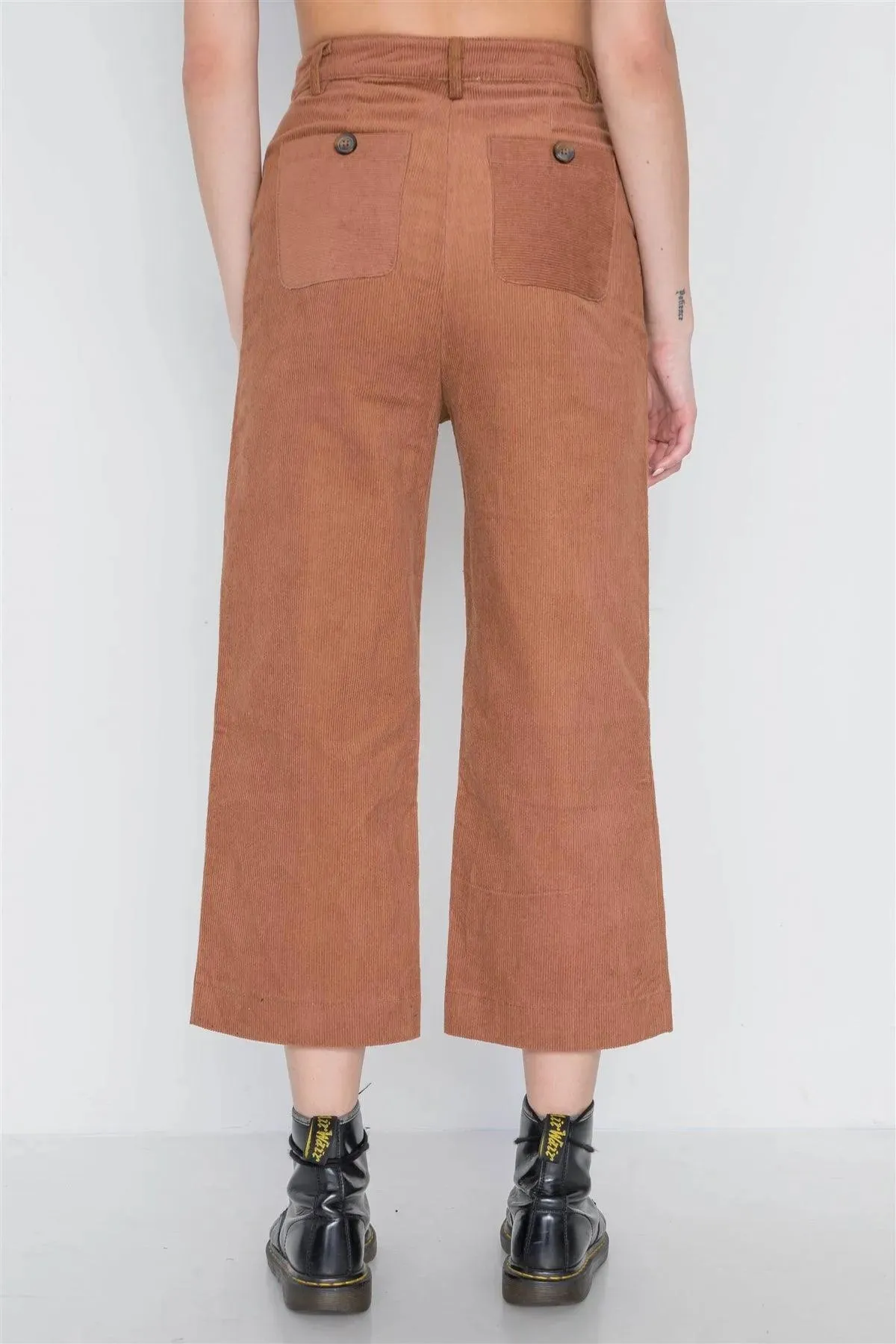 Camel Corduroy Wide Leg Cropped Pants /1-1-2