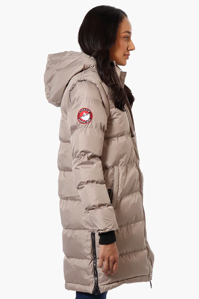 Canada Weather Gear Side Slit Puffer Parka Jacket - Beige