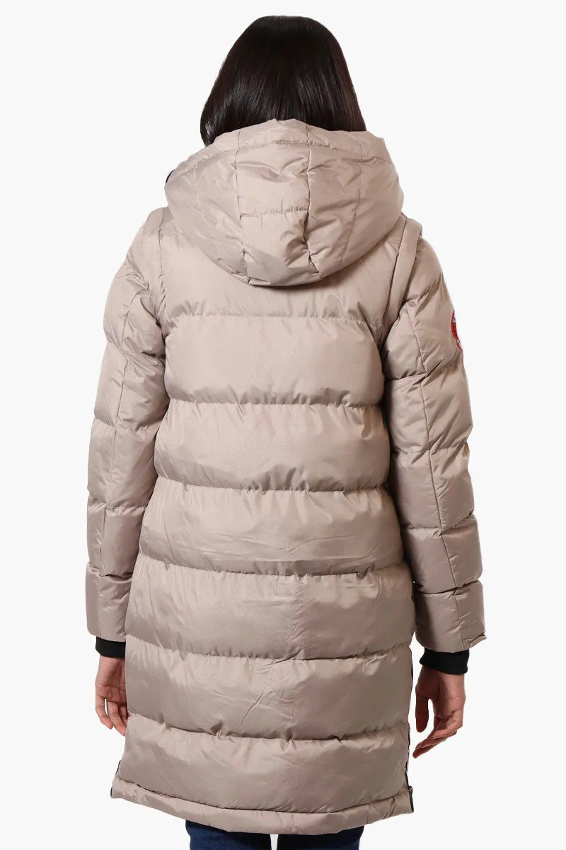 Canada Weather Gear Side Slit Puffer Parka Jacket - Beige