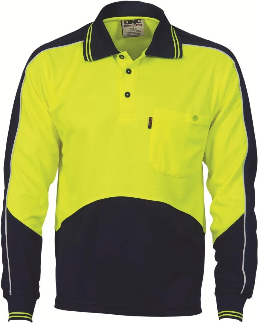 DNC Hi Vis Cool Breathe Panel Polo Shirt Long Sleeve (3892)