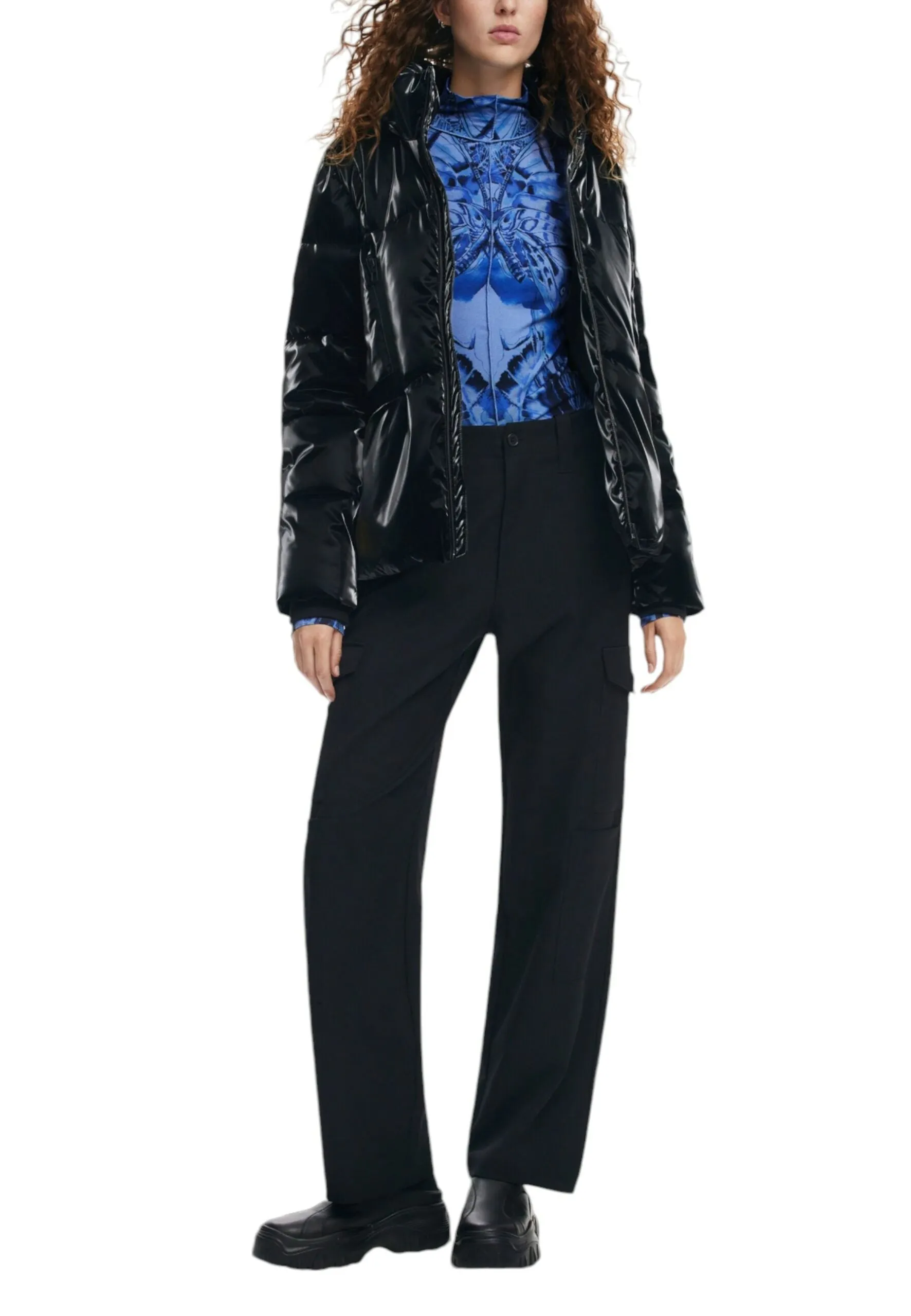 Down jacket Desigual padded_flam Black