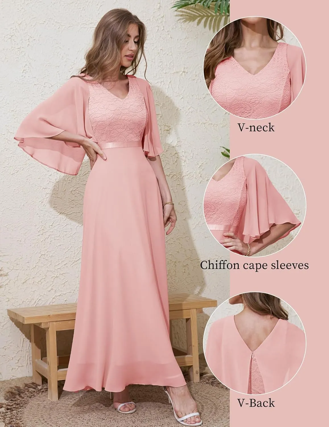 DRESSTELLS Womans Wedding Guest Formal Dress, 2025 Summer Bridesmaid Party Long Prom Church Dresses