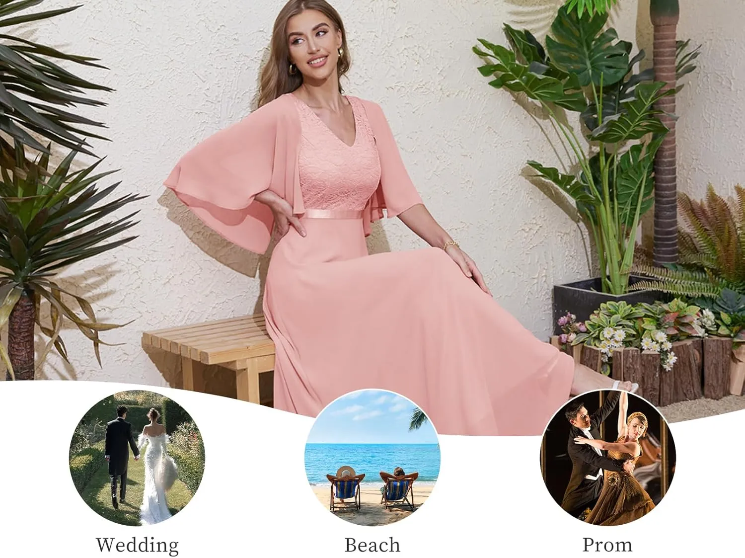 DRESSTELLS Womans Wedding Guest Formal Dress, 2025 Summer Bridesmaid Party Long Prom Church Dresses