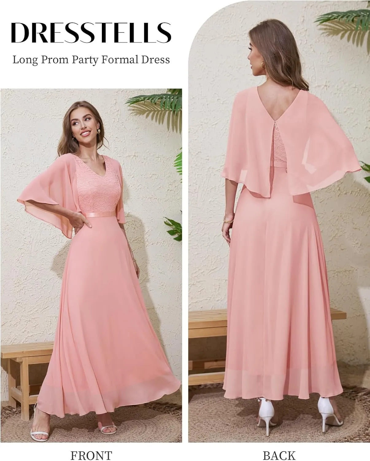 DRESSTELLS Womans Wedding Guest Formal Dress, 2025 Summer Bridesmaid Party Long Prom Church Dresses
