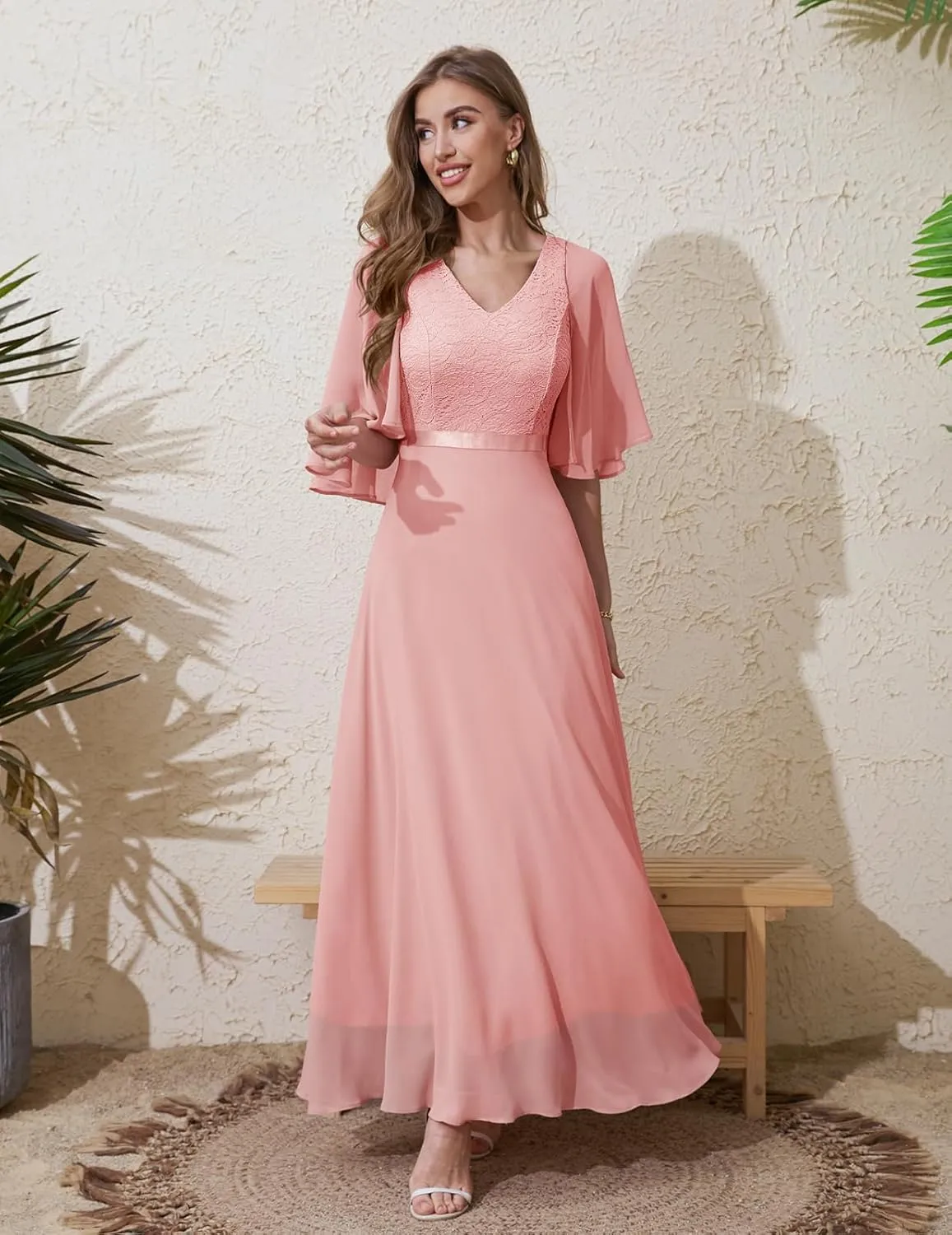 DRESSTELLS Womans Wedding Guest Formal Dress, 2025 Summer Bridesmaid Party Long Prom Church Dresses
