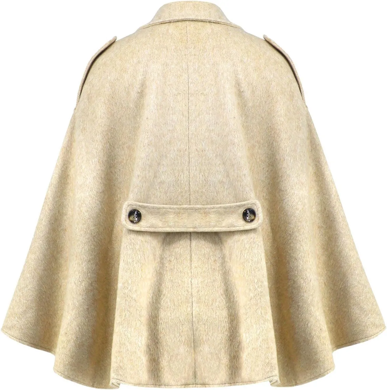 HGps8w Women's Elegant Wool Blend Poncho Cape, Double-Breasted Lapel Collar Trench Coat Jackets with Belt