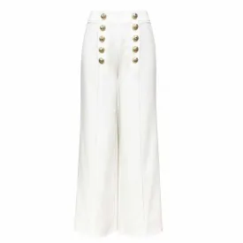 High Waist Wide Leg Pants With Gold Button Trousers