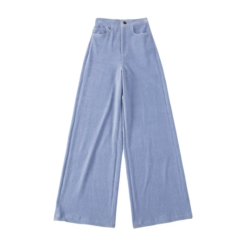 Le Palais Vintage Violet Corduroy Corset Top High-waisted Wide-Leg Pants - Cypress
