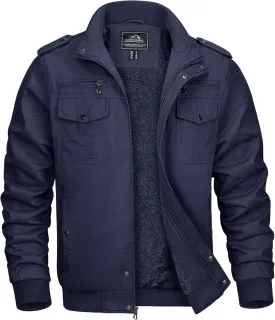MAGCOMSEN Winter Jackets For Men Fleece Lined Coat Cotton Thermal Jacket Trucker Field Hiking Jackets Canvas Work Jacket