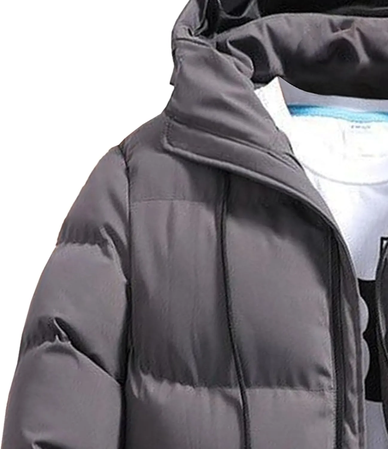 Maiyifu-GJ Men's Hooded Puffer Jacket Thicken Warm Winter Down Jackets Windproof Lightweight Quilted Padded Coat Outerwear