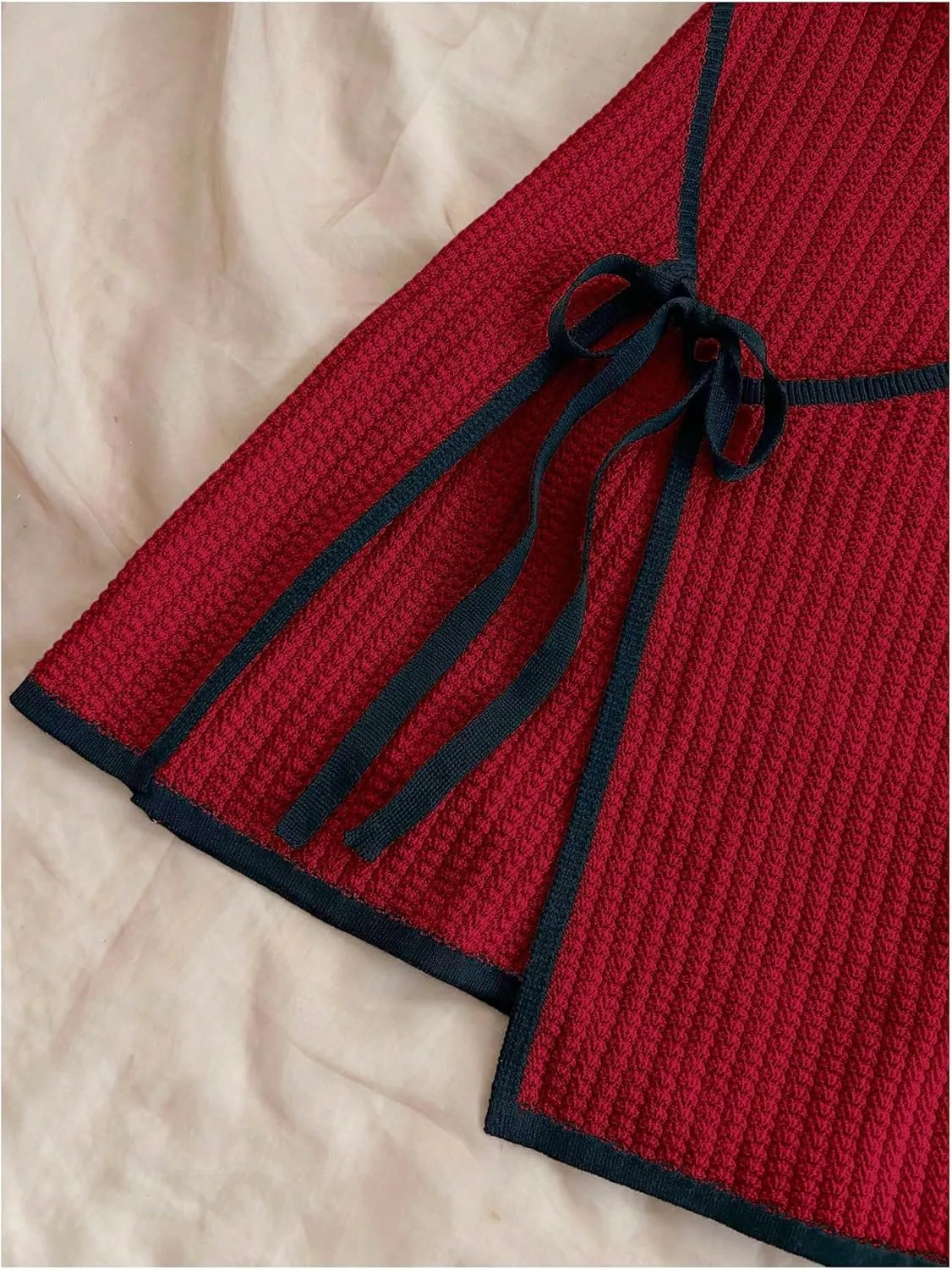 MakeMeChic Women's Knitted Strapless Dress Wrap Tie Front Sleeveless Bodycon Mini Tube Dresses