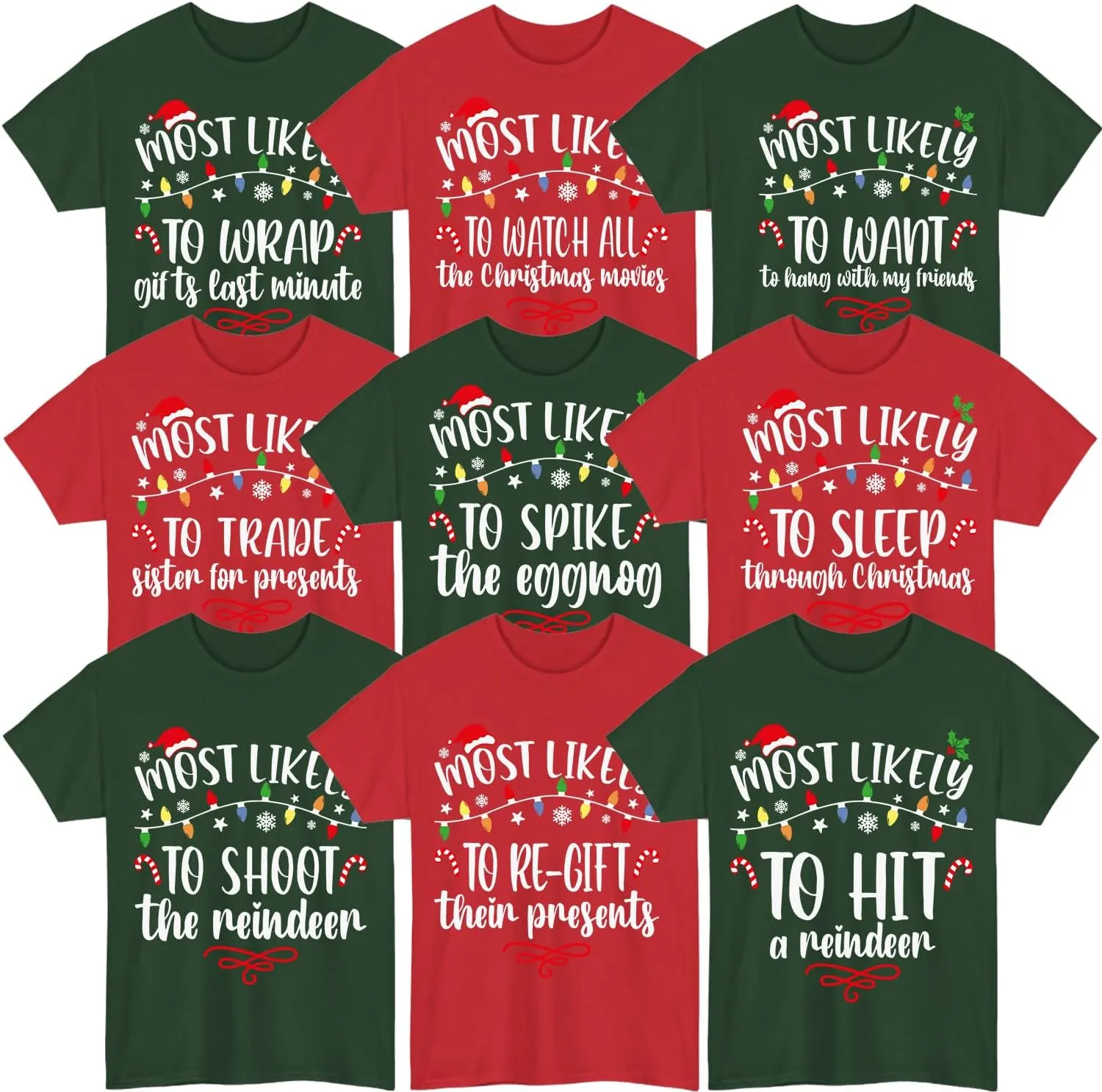 Most Likely to Christmas Shirts for Family, Xmas Party Members Gift, Family Matching Holiday T-Shirts, Funny Party