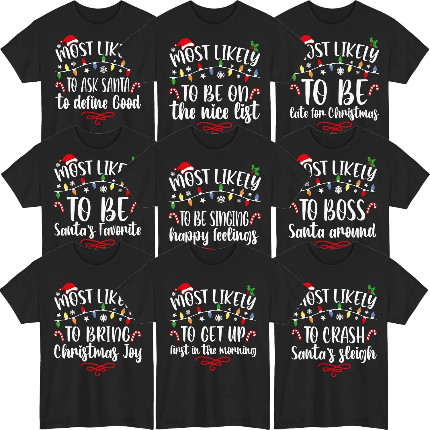 Most Likely to Christmas Shirts for Family, Xmas Party Members Gift, Family Matching Holiday T-Shirts, Funny Party