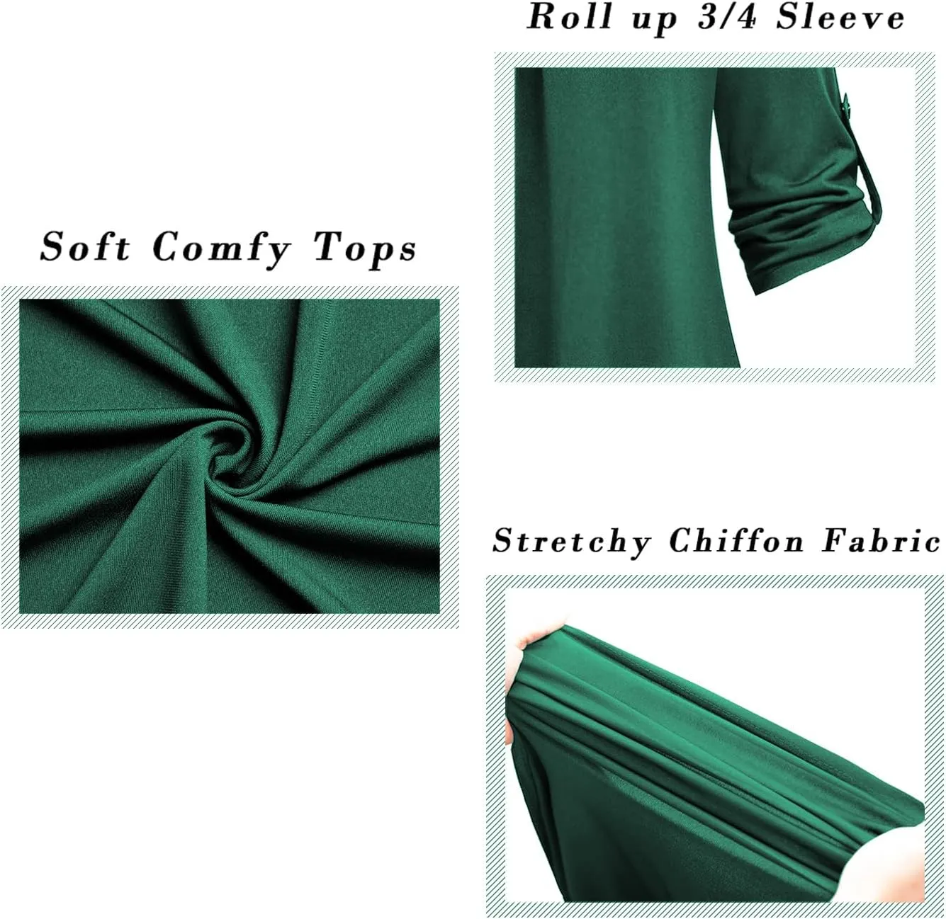 Ninedaily Womens Tops Dressy Casual 3/4 Sleeve V Neck Chiffon Shirt Work Blouses