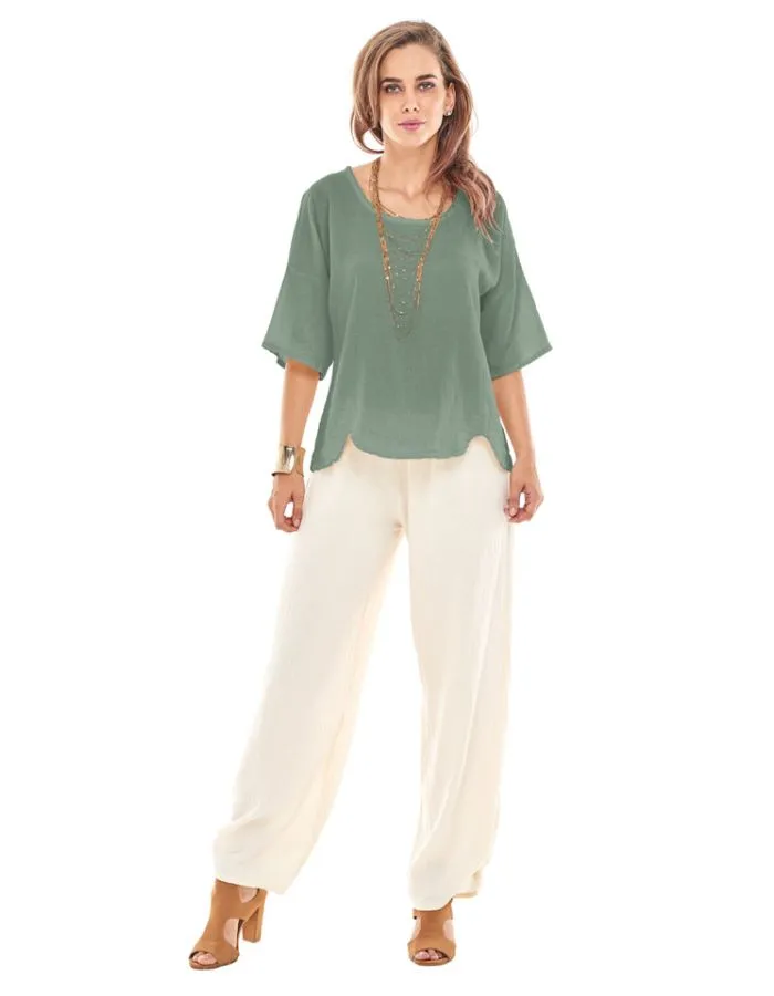 Oh My Gauze Scallop Top