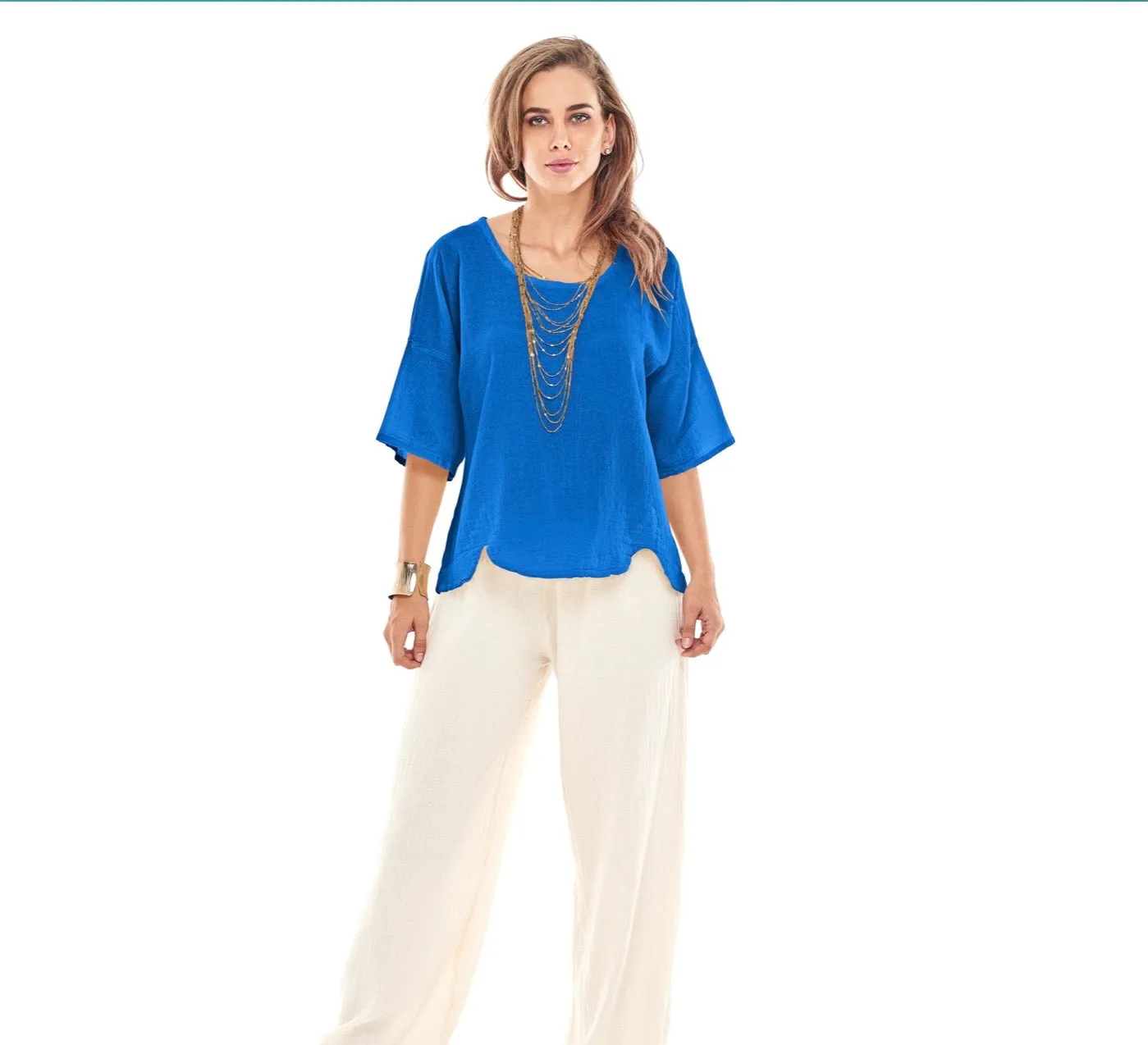 Oh My Gauze Scallop Top
