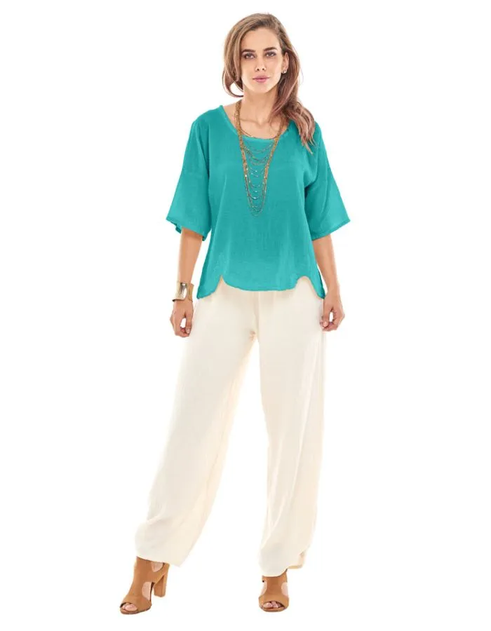 Oh My Gauze Scallop Top