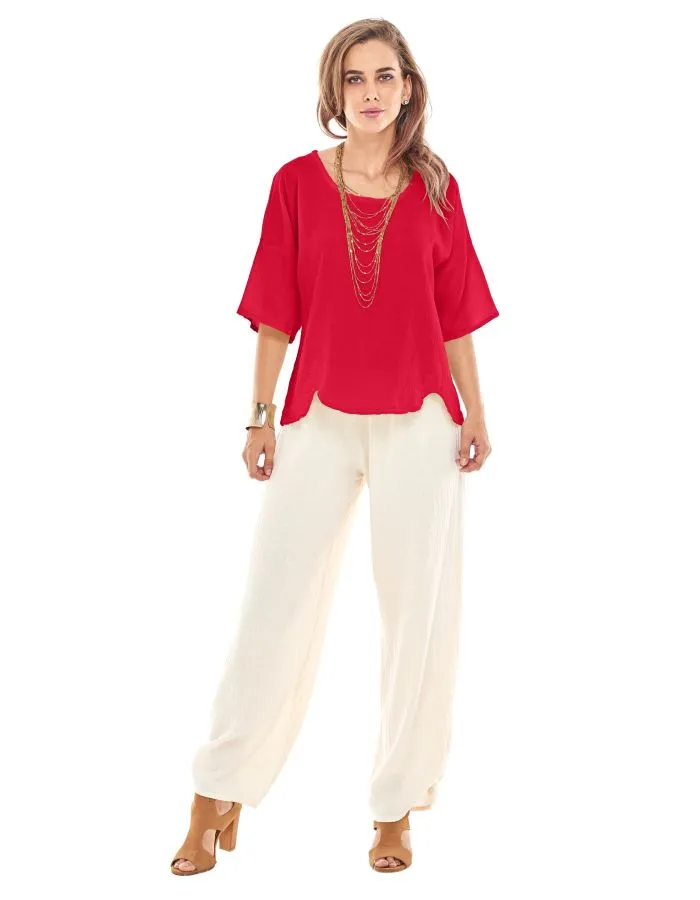 Oh My Gauze Scallop Top