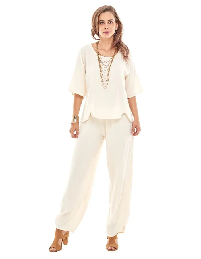 Oh My Gauze Scallop Top