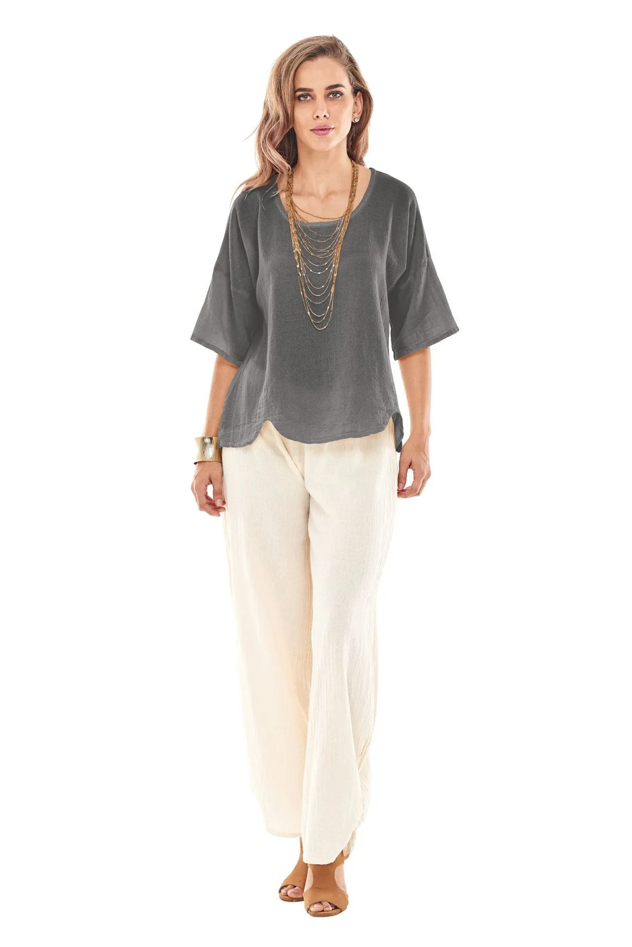 Oh My Gauze Scallop Top