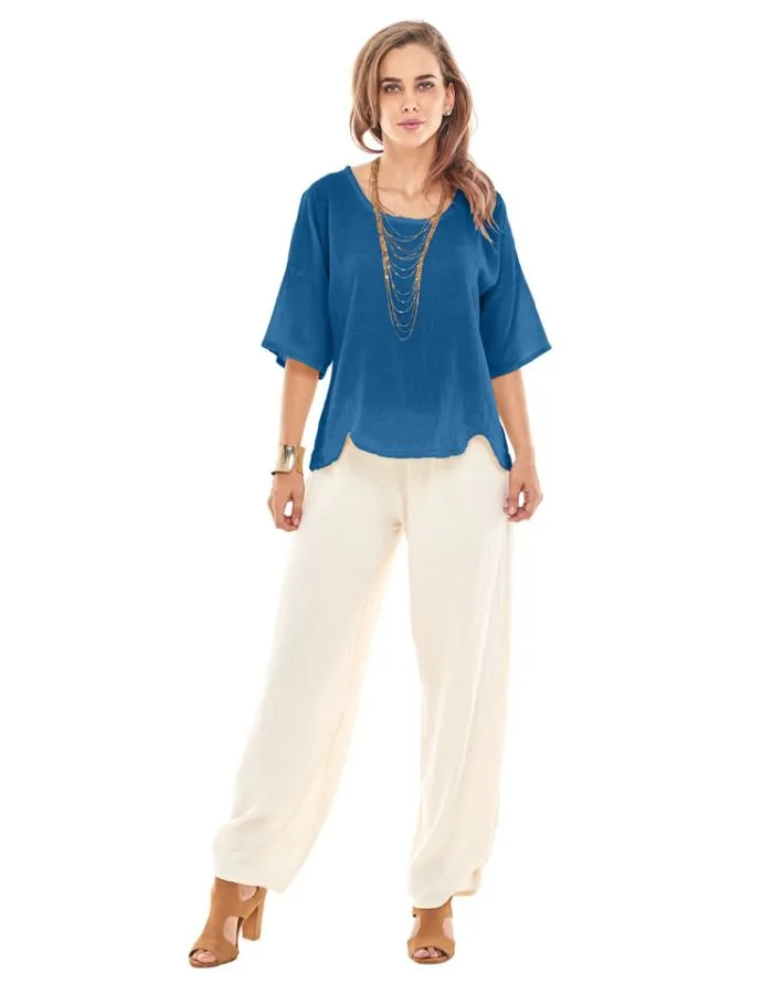 Oh My Gauze Scallop Top