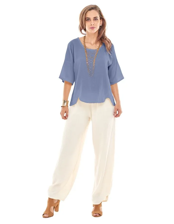 Oh My Gauze Scallop Top