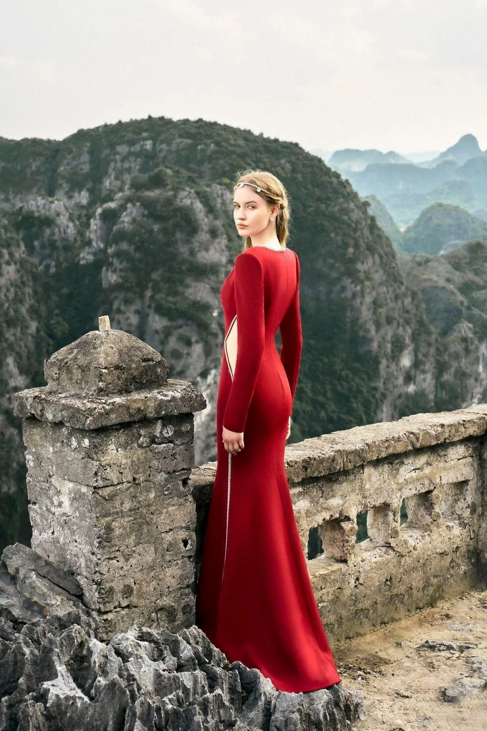 Provisions Mermaid V-Neck Velvet Floor Length Dress