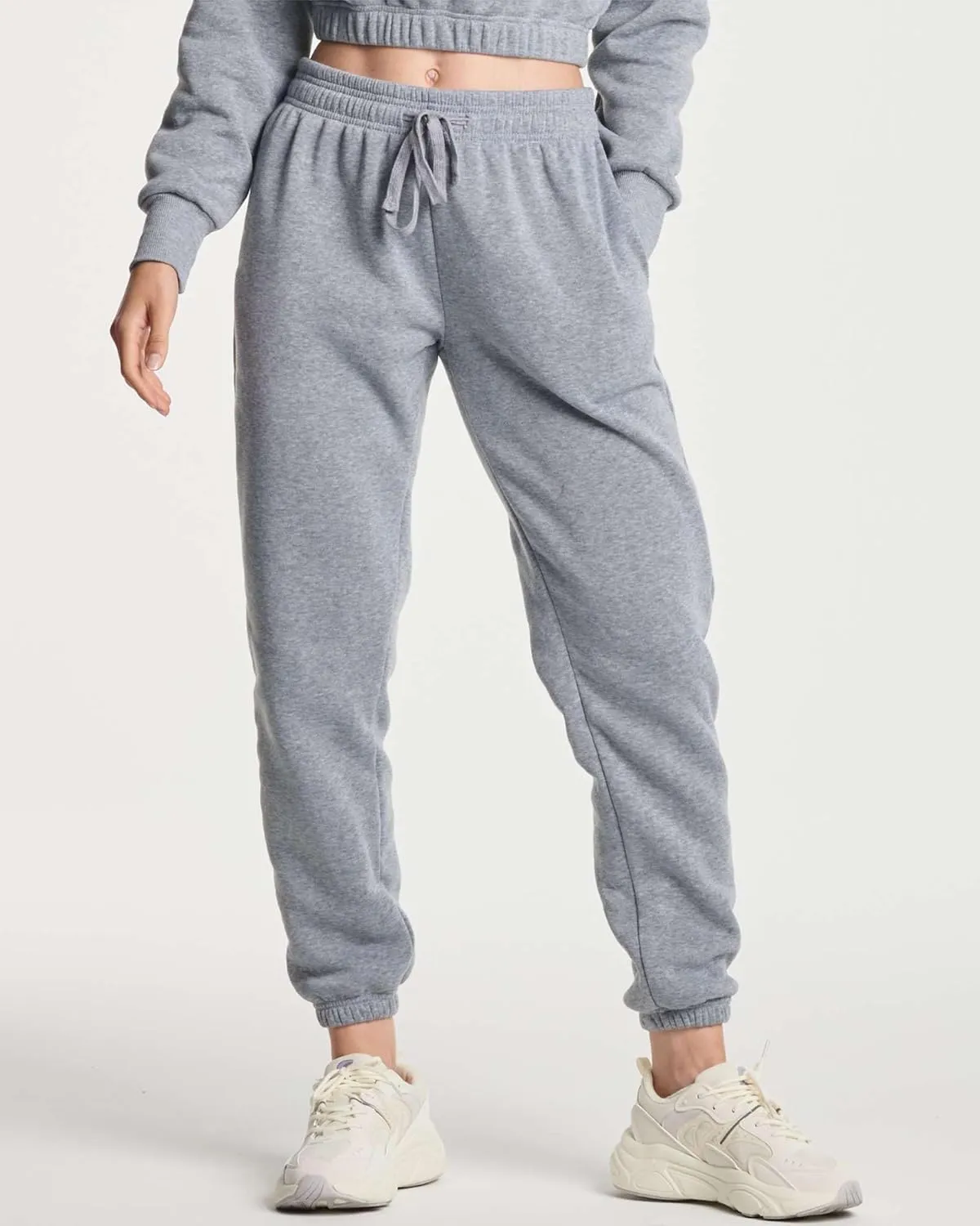 Real Essentials 3 Pack: Women's Fleece Jogger Sweatpants (Available in Plus Size)