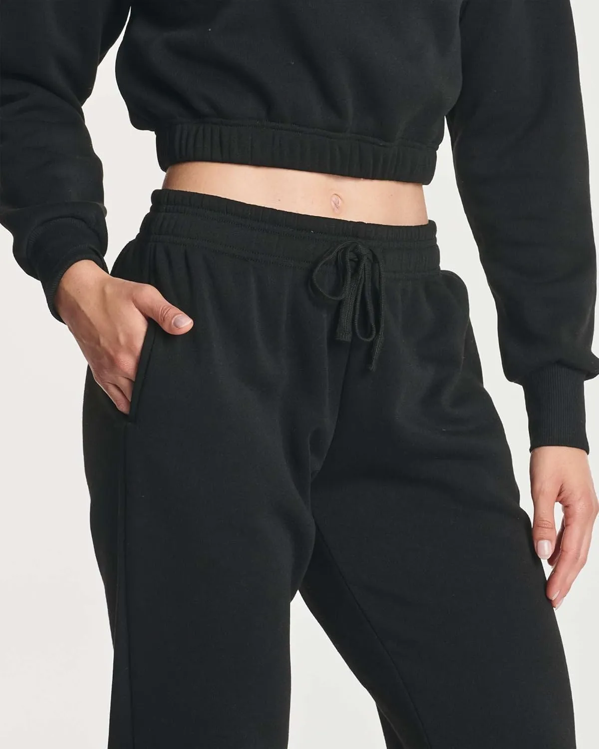 Real Essentials 3 Pack: Women's Fleece Jogger Sweatpants (Available in Plus Size)