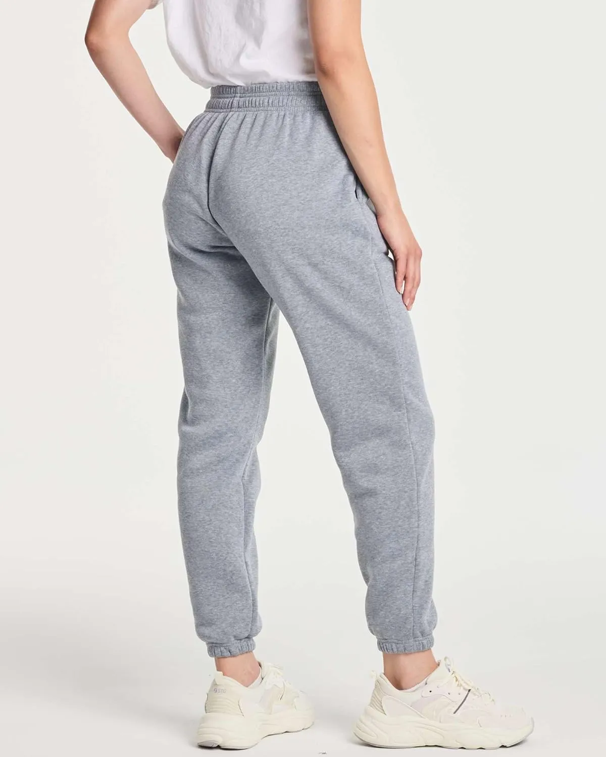 Real Essentials 3 Pack: Women's Fleece Jogger Sweatpants (Available in Plus Size)