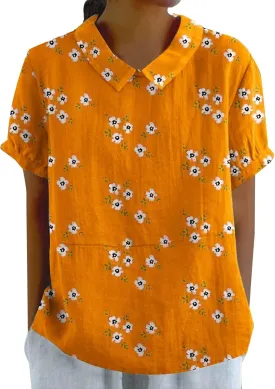 Shirts for Women Trendy Summer Cotton Linen Short Blouses Sleeve Tops Casual Collared Work Blouse Fashion Tunic 2025