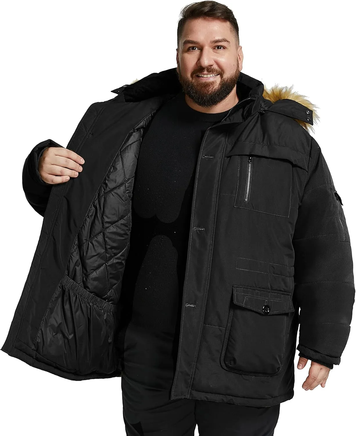 Soularge Men's Big and Tall Winter Warm Heavy Hooded Parka Jacket