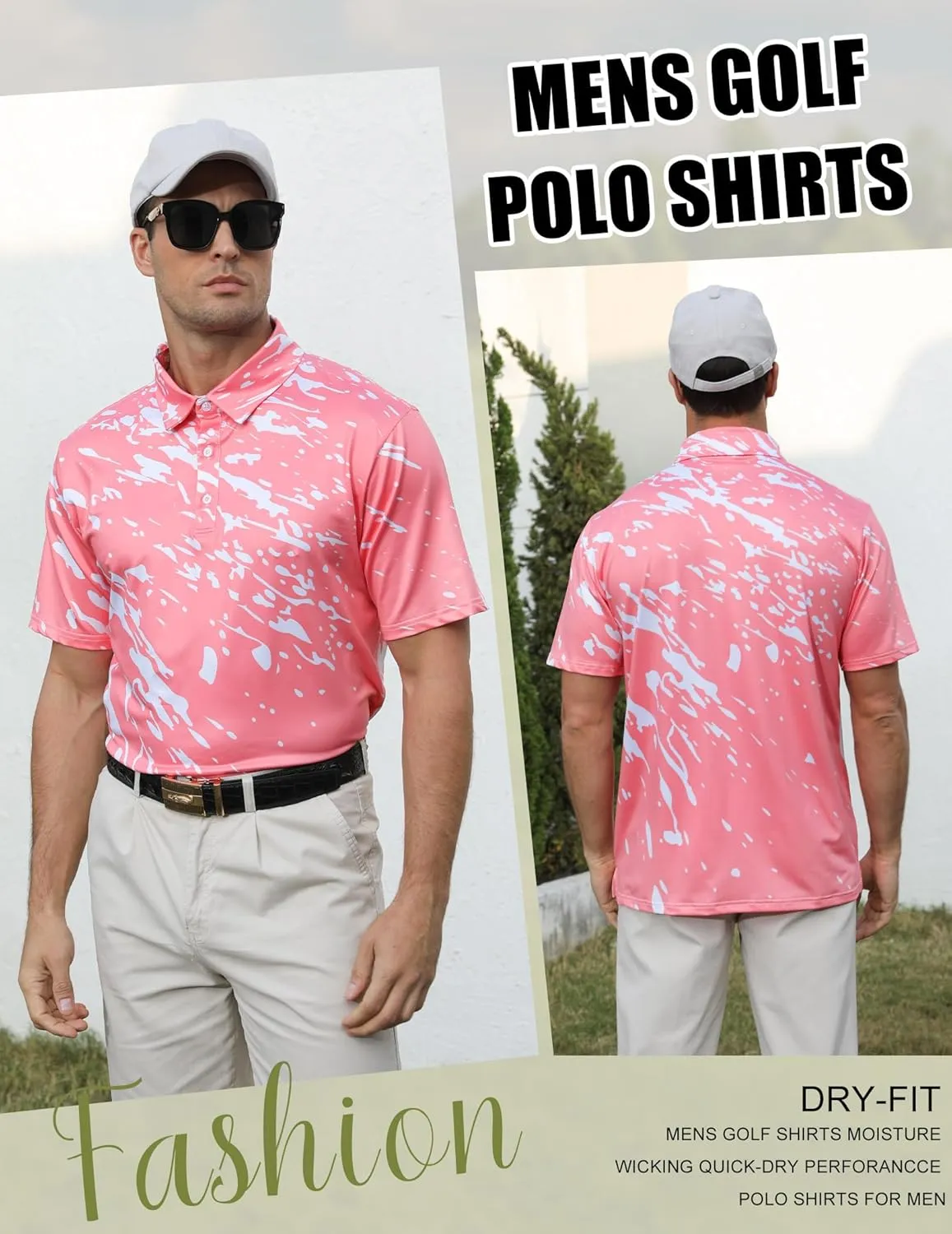uideazone Golf Shirts for Men Dry Fit Polo Shirt Short Sleeve Moisture Wicking Golf Polos Performance Golf Tennis Shirt