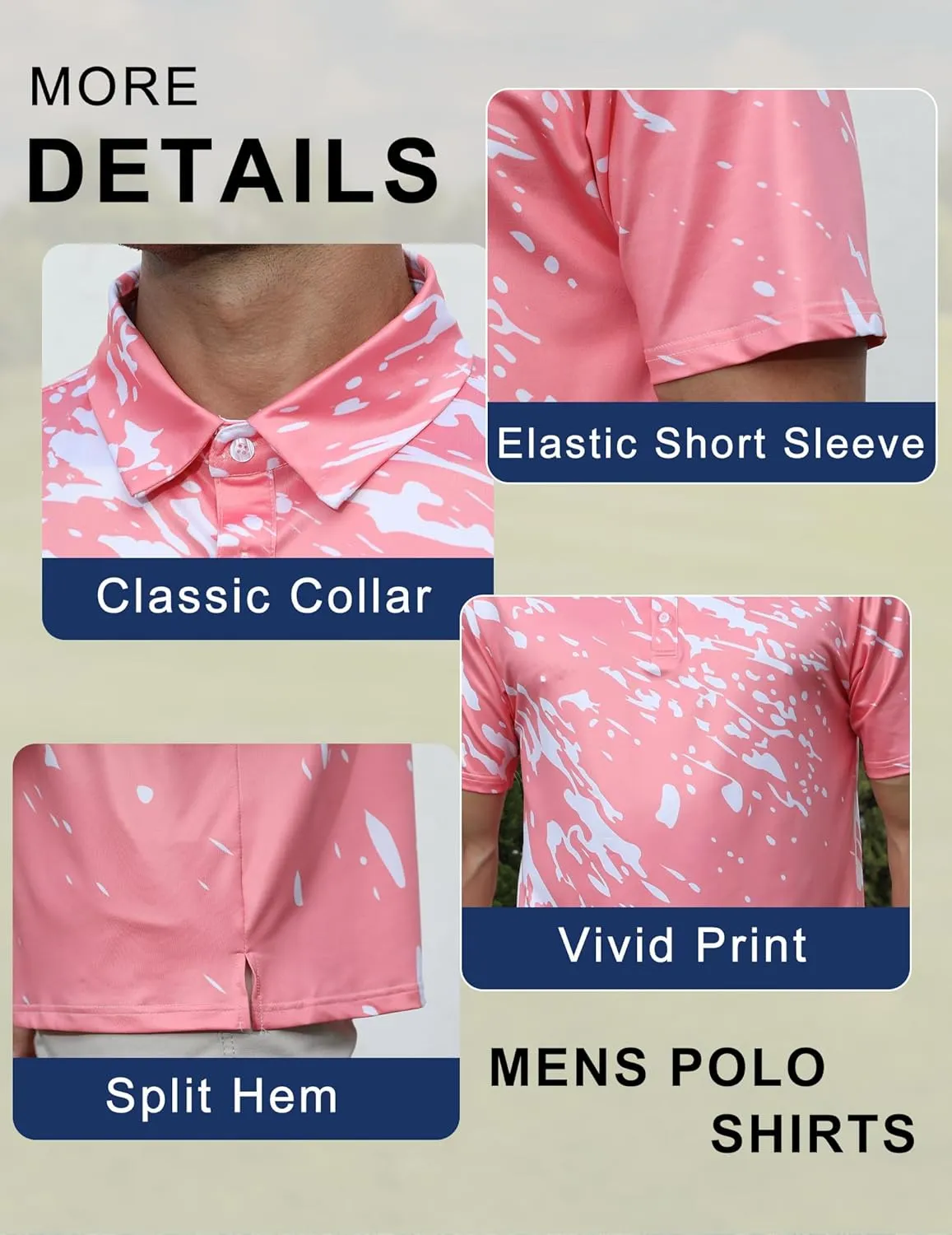 uideazone Golf Shirts for Men Dry Fit Polo Shirt Short Sleeve Moisture Wicking Golf Polos Performance Golf Tennis Shirt