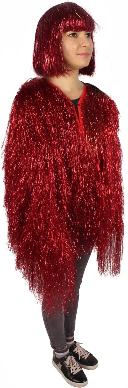 Unisex Thin Metallic Tinsel Foil Jacket - Extra Dense Shiny Glitter Costumes | Loose Fit Festival Fun Rave Dress