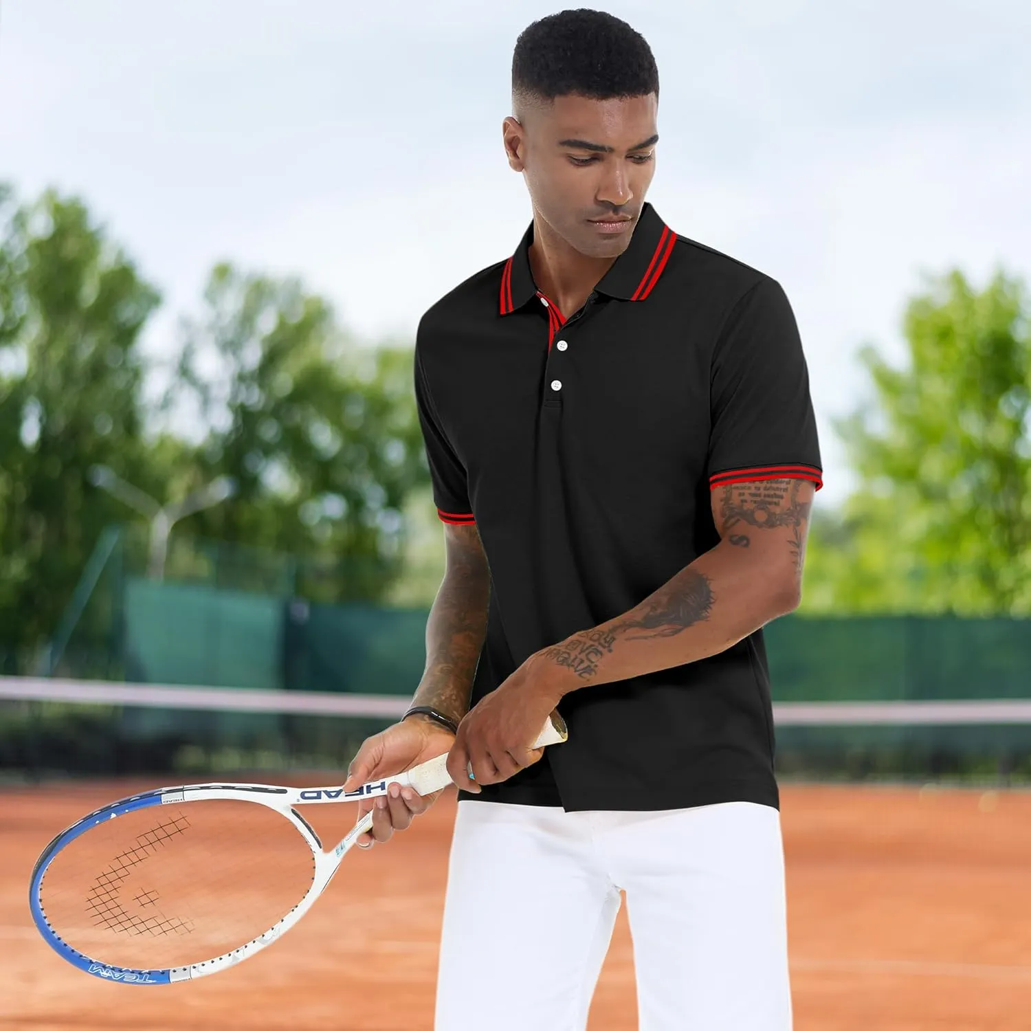 V VALANCH Mens Golf Polo Shirts Short Sleeve Moisture Wicking Golf Polo Shirts Collared Athletic Tennis Shirt