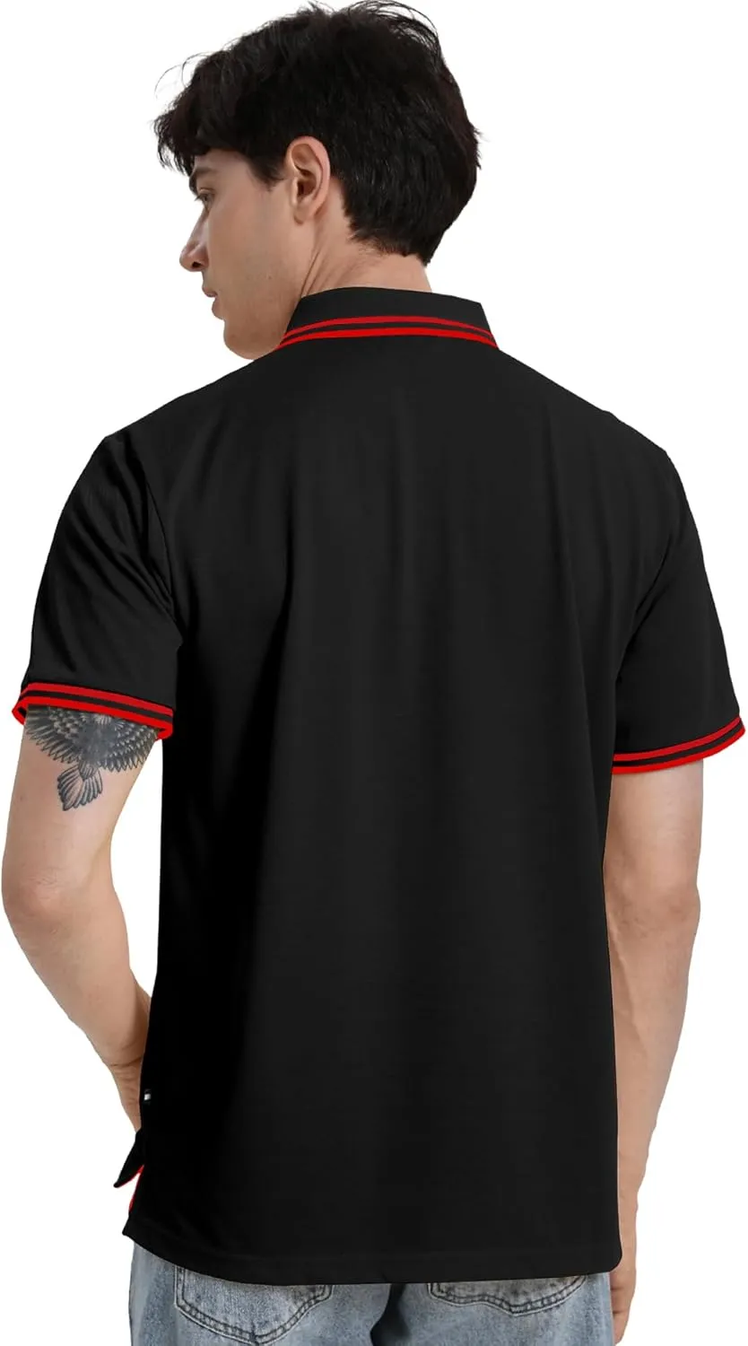 V VALANCH Mens Golf Polo Shirts Short Sleeve Moisture Wicking Golf Polo Shirts Collared Athletic Tennis Shirt