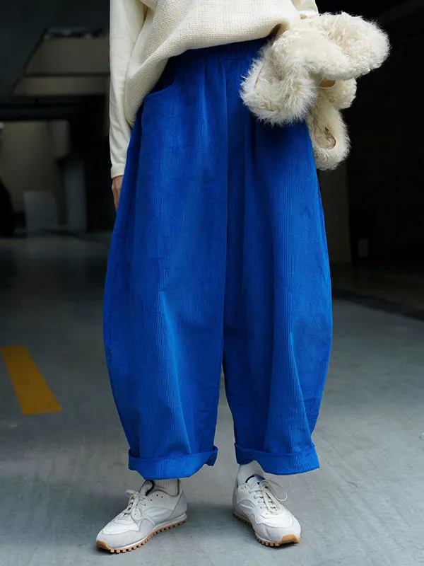 Vintage Corduroy Wide Leg Loose Solid Color Pants